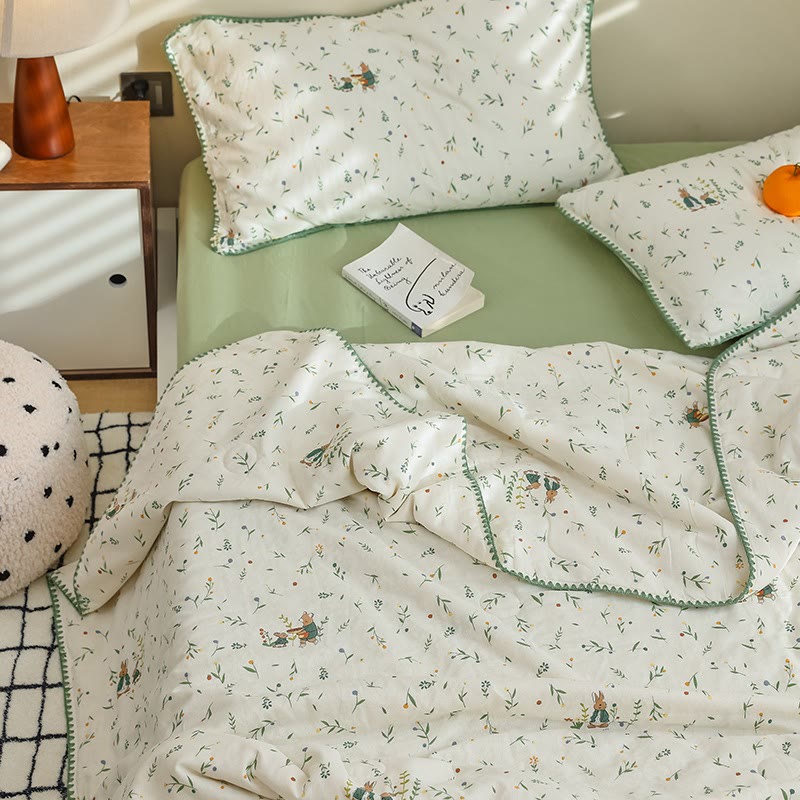 Botanical Leaf & Bunny Cotton Gauze Bedding - image 4