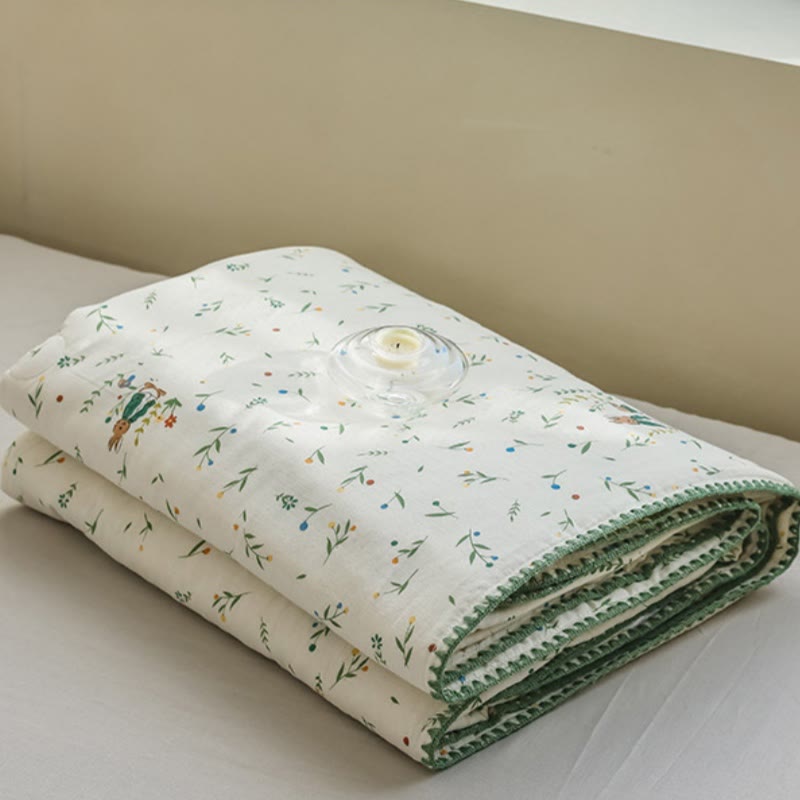 Botanical Leaf & Bunny Cotton Gauze Bedding - image 7