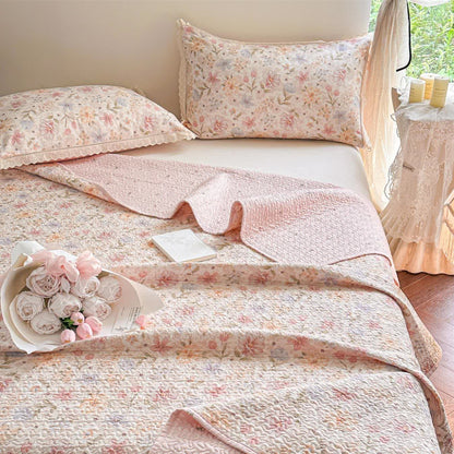 French Country Floral Quilted Cotton Bedspread - image 3