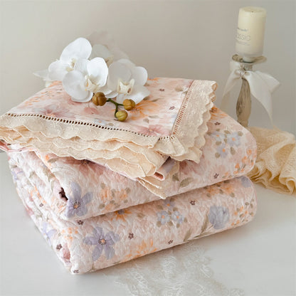 French Country Floral Quilted Cotton Bedspread - image 4
