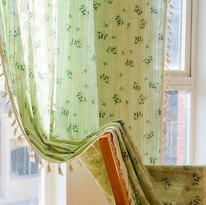Refresh Floral Tassel Cotton Sheer Curtain - image 29