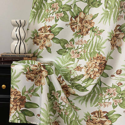 Cottage Style Floral & Leaf Curtain - Green & Yellow - 52"W x 108"L - image 8