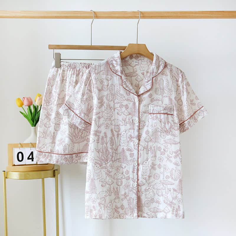 Refresh Bunny Forest Cotton Gauze Pajamas - Red - XL - image 2