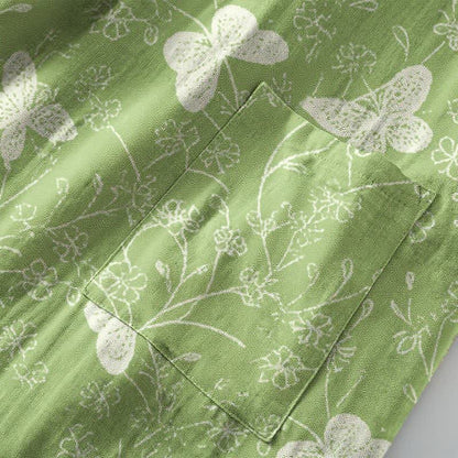 Double Gauze Green Butterfly Cotton Kimono Robe - image 5
