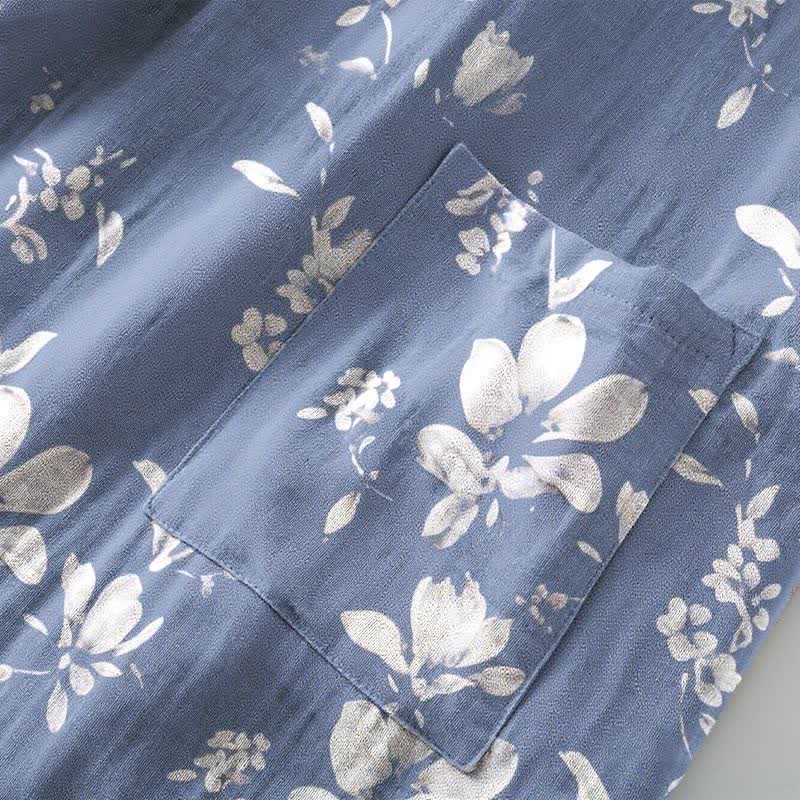 Double Gauze Elegant Floral Cotton Kimono Robe - image 6