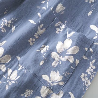 Double Gauze Elegant Floral Cotton Kimono Robe - image 6