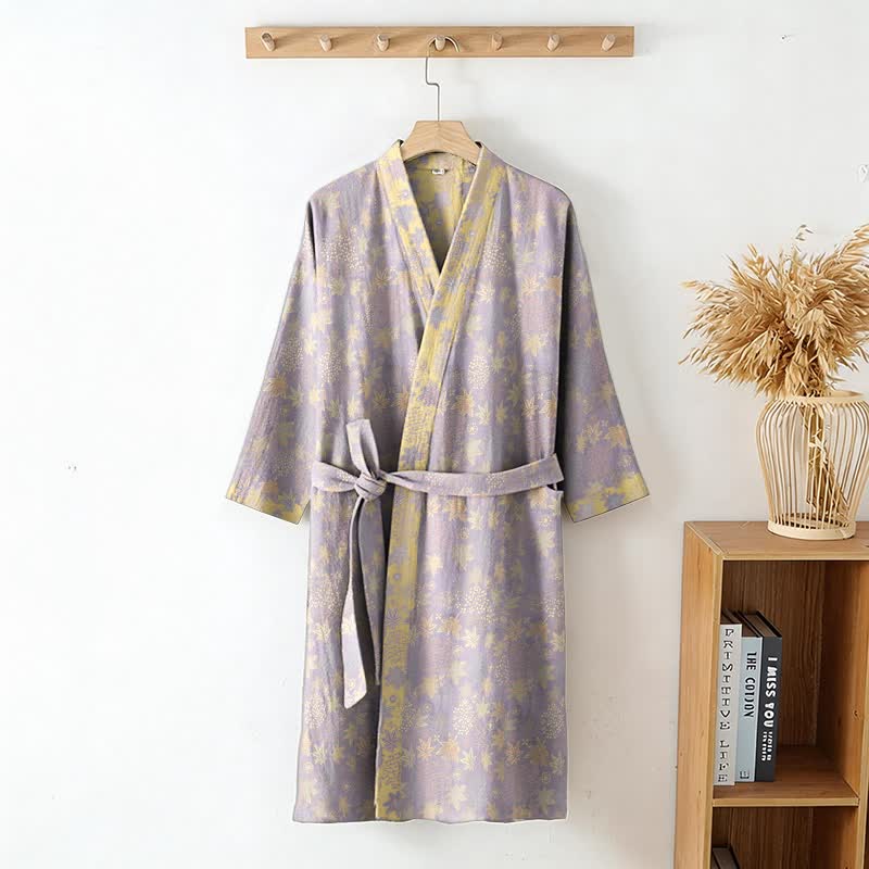 Double Gauze Botanical Cotton Kimono Robe - image 2