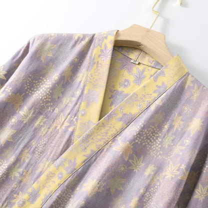 Double Gauze Botanical Cotton Kimono Robe - image 4