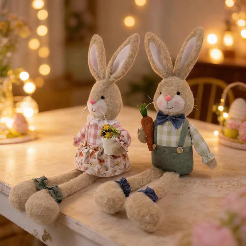 Country Style Sitting Bunny Plush Figurine - image 5