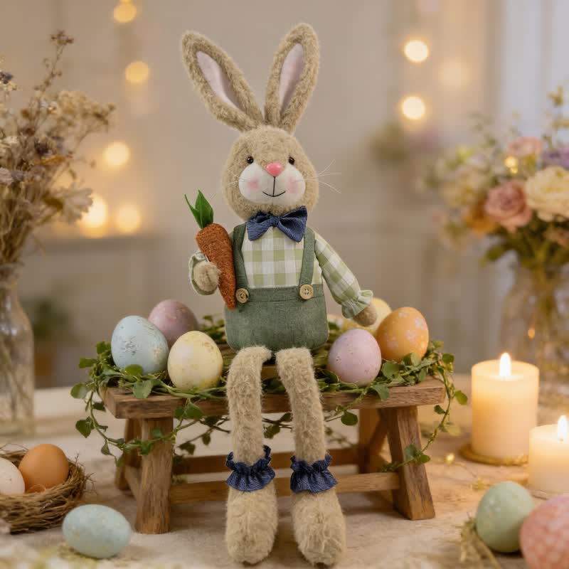 Country Style Sitting Bunny Plush Figurine - image 9
