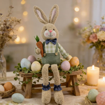 Country Style Sitting Bunny Plush Figurine - image 9