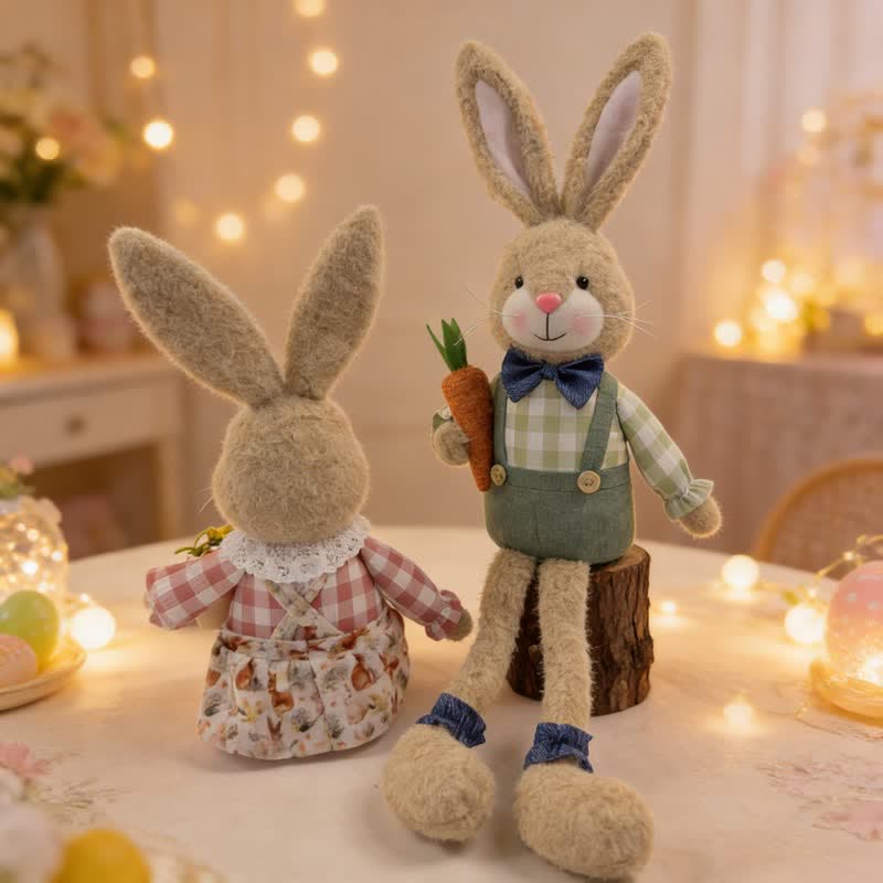 Country Style Sitting Bunny Plush Figurine - image 10