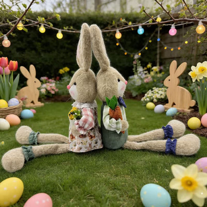 Country Style Sitting Bunny Plush Figurine - image 7