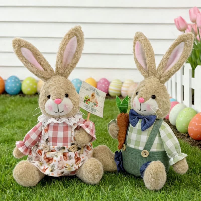 Easter Sitting Bunny Plush Figurine Decor - image 0