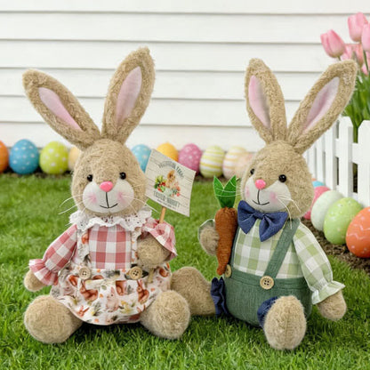 Easter Sitting Bunny Plush Figurine Decor - image 0