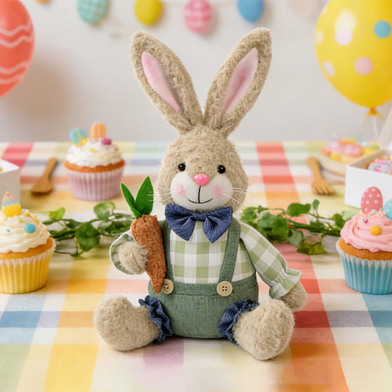 Easter Sitting Bunny Plush Figurine Decor - Male Rabbit - 7.08"W × 4.72"D × 12.59"H - image 6