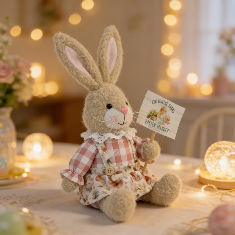 Easter Sitting Bunny Plush Figurine Decor - image 13