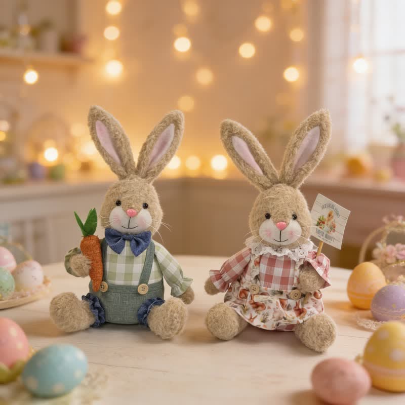 Easter Sitting Bunny Plush Figurine Decor - image 3