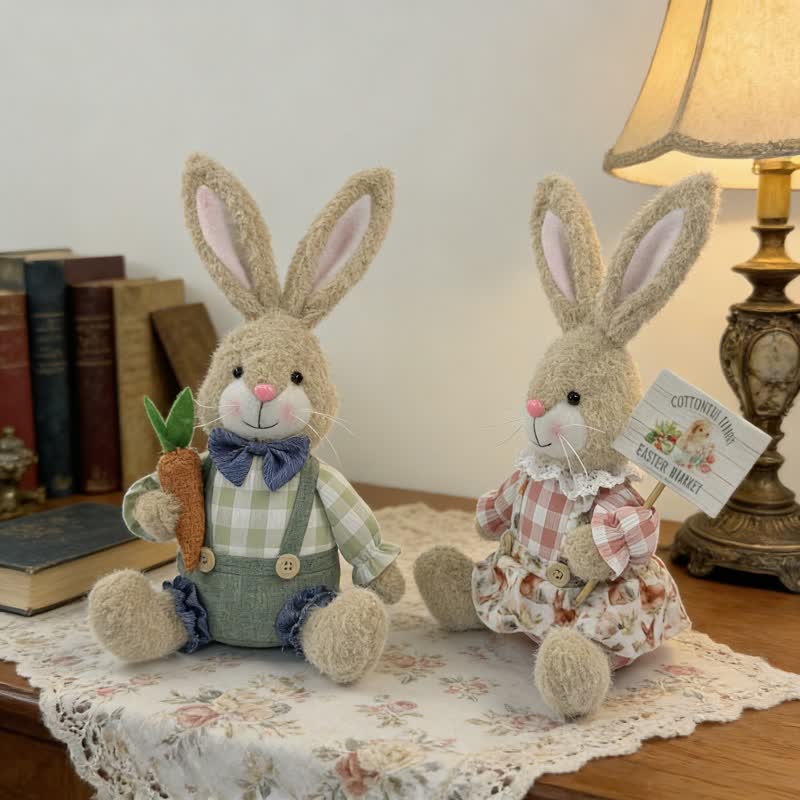 Easter Sitting Bunny Plush Figurine Decor - image 2