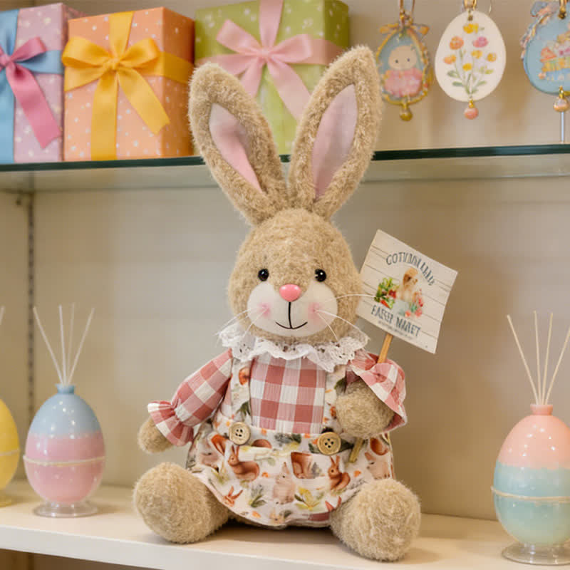 Easter Sitting Bunny Plush Figurine Decor - Female Rabbit - 7.08"W × 4.72"D × 12.59"H - image 12