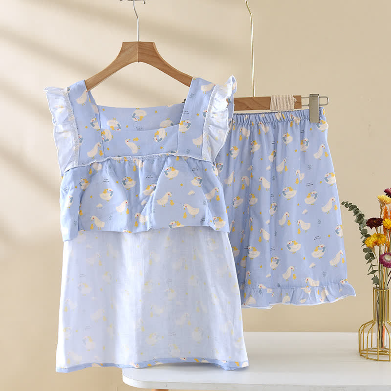 Blue Goose Cotton Gauze Sleeveless Pajamas - image 2