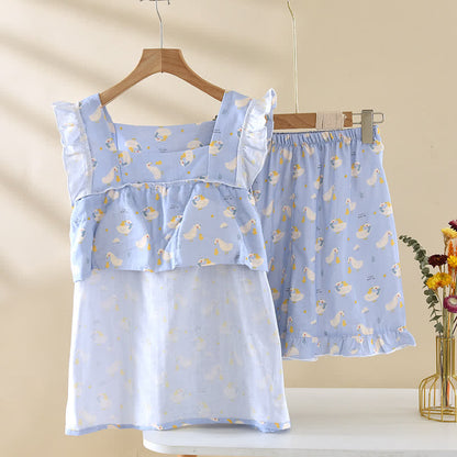 Blue Goose Cotton Gauze Sleeveless Pajamas - image 2