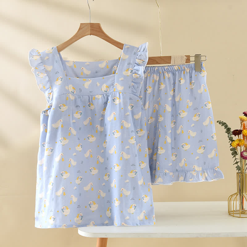 Blue Goose Cotton Gauze Sleeveless Pajamas - Blue - XL - image 0