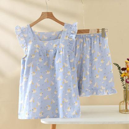 Blue Goose Cotton Gauze Sleeveless Pajamas - Blue - XL - image 0