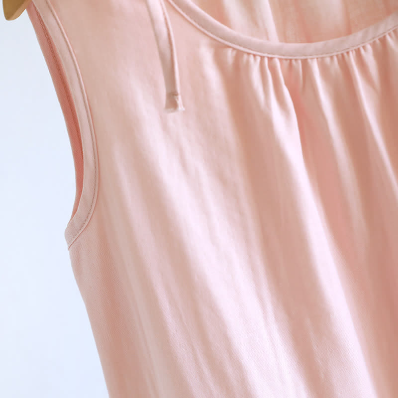 Minimalist Solid Color Cotton Sleeveless Nightgown - image 11