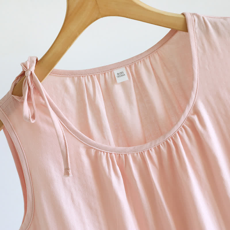 Minimalist Solid Color Cotton Sleeveless Nightgown - image 9