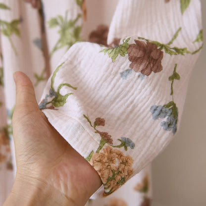 Floral Cotton Gauze Ruffled Neck  Robe - image 8