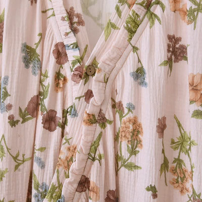 Floral Cotton Gauze Ruffled Neck  Robe - image 4