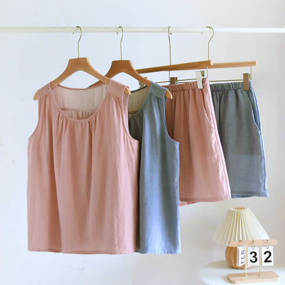 Solid Cotton Gauze Tank & Shorts Set - image 1