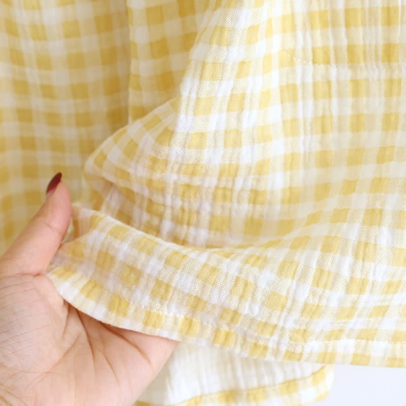 Plaid Cotton Gauze Pajamas with Embroidered Trim - image 20