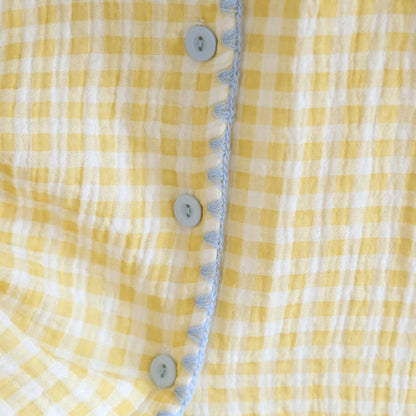 Plaid Cotton Gauze Pajamas with Embroidered Trim - image 15