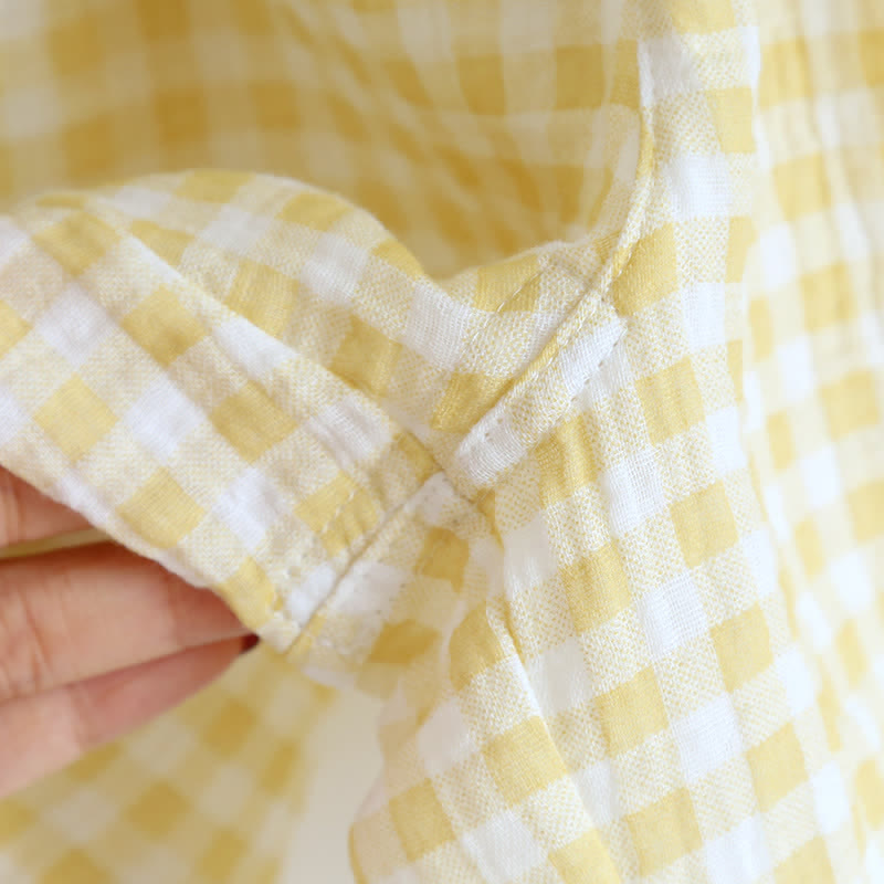 Plaid Cotton Gauze Pajamas with Embroidered Trim - image 16