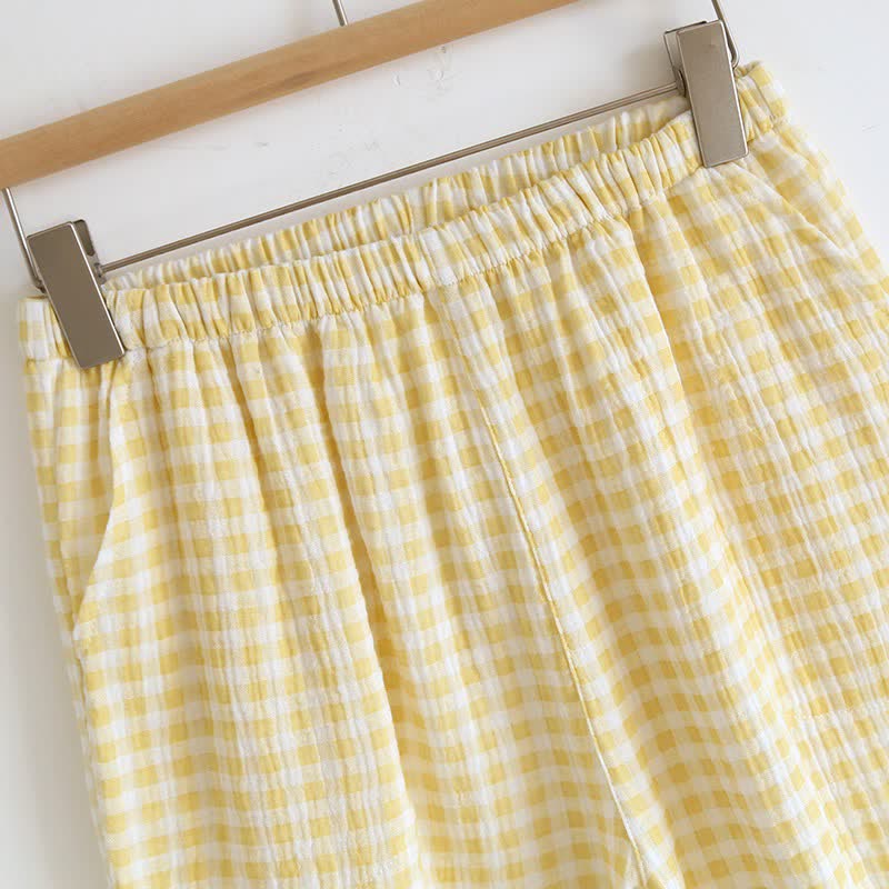 Plaid Cotton Gauze Pajamas with Embroidered Trim - image 19