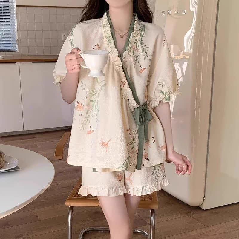 Rustic Butterfly & Leaf Ruffle Sleeve Pajamas - image 2