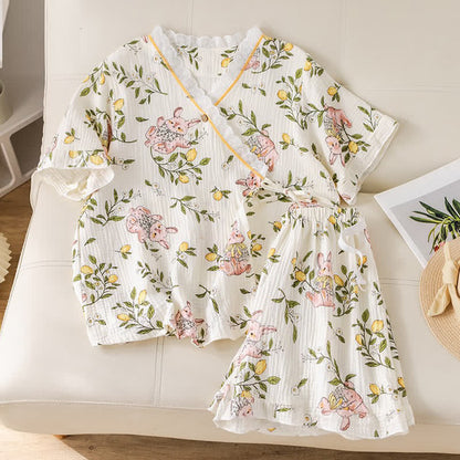 Lemon & Bunny Cotton Gauze Pajama Set - image 2