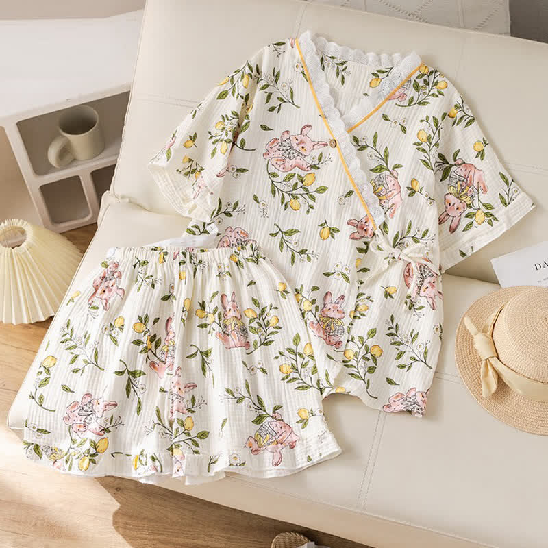 Lemon & Bunny Cotton Gauze Pajama Set - image 4