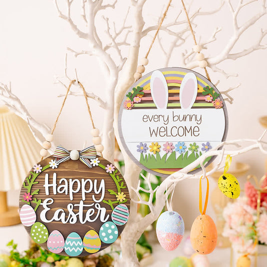 Easter Bunny & Egg Wooden Door Hanger - image 0