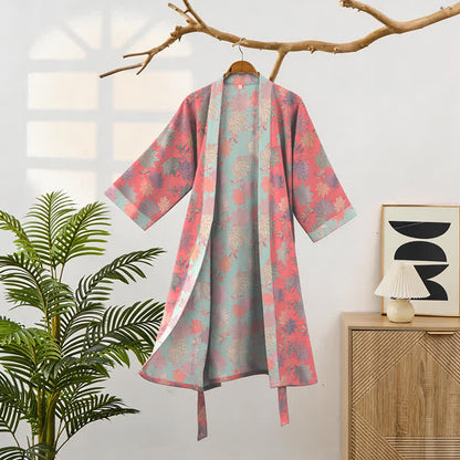 Double Gauze Maple Leaf Cotton Kimono Robe - image 2