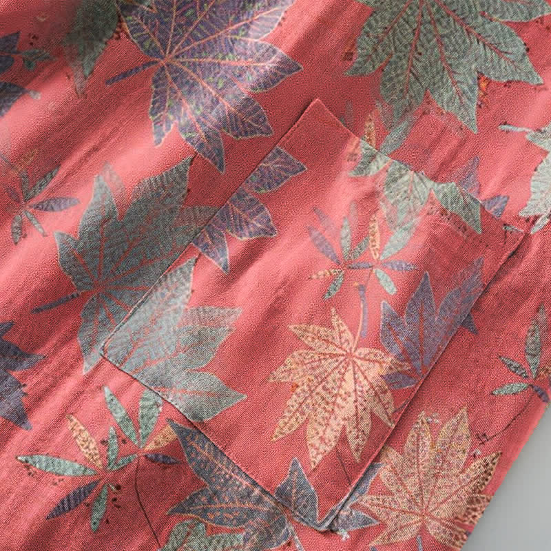 Double Gauze Maple Leaf Cotton Kimono Robe - image 6