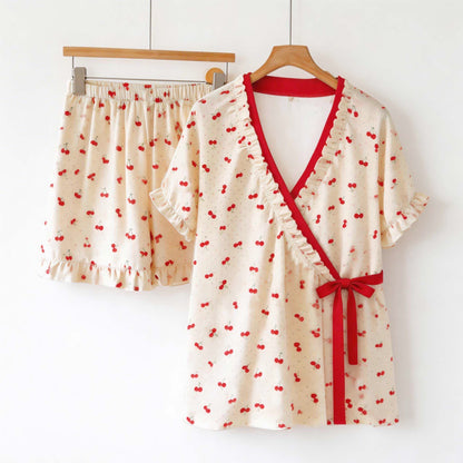 Cherry Polka Dot Ruffle Sleeve Pajamas - image 3
