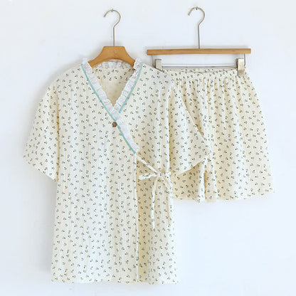 Short Sleeve Kimono Floral Cotton Pajama Set - image 8