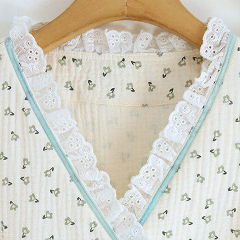 Short Sleeve Kimono Floral Cotton Pajama Set - image 13