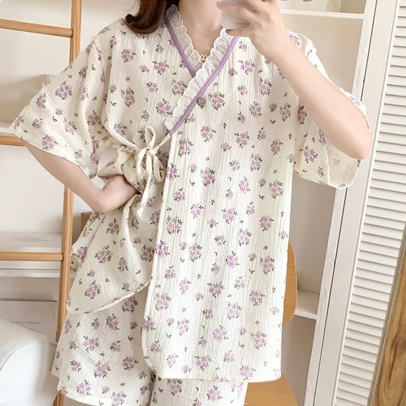 Refresh Floral Kimono Cotton Pajama Set - image 5