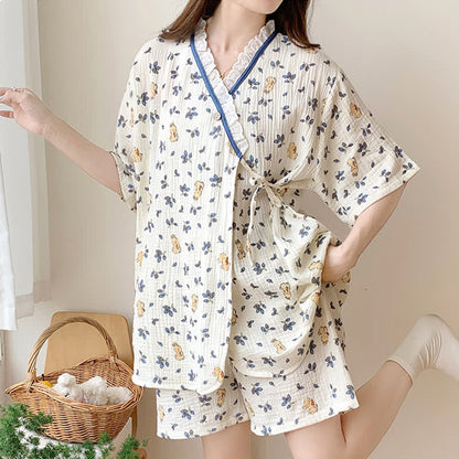 Refresh Floral Bunny Kimono Cotton Pajama Set - image 2