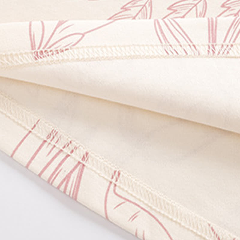 Elegant Floral Cotton Round-neck Pajama Set - image 6