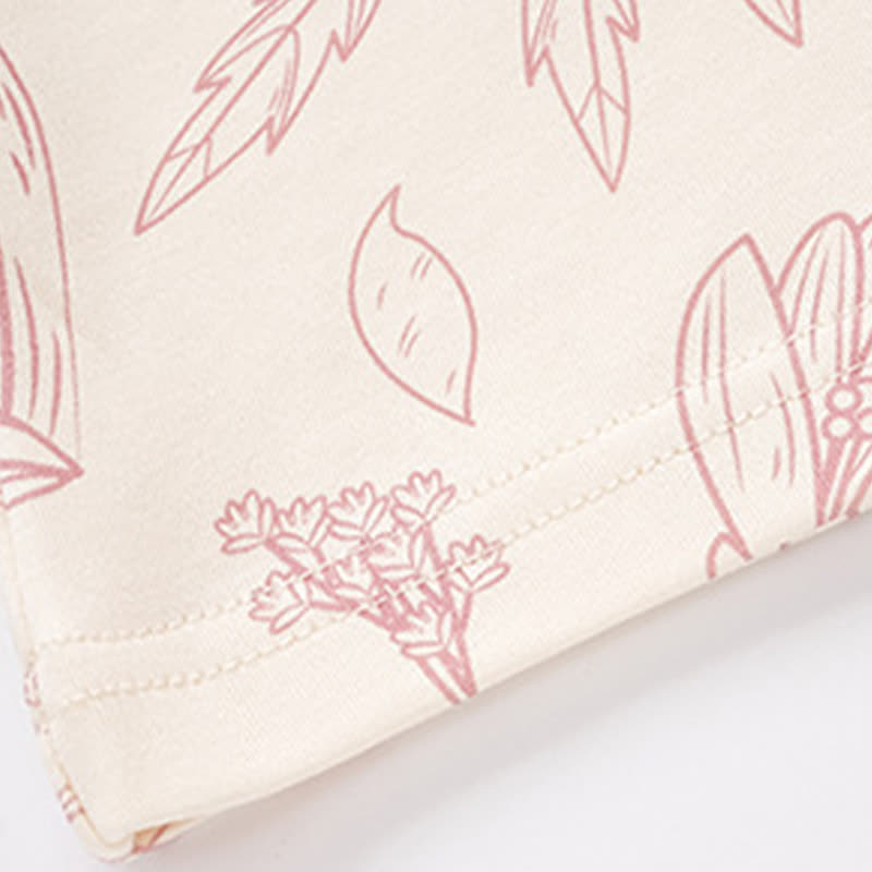 Elegant Floral Cotton Round-neck Pajama Set - image 7